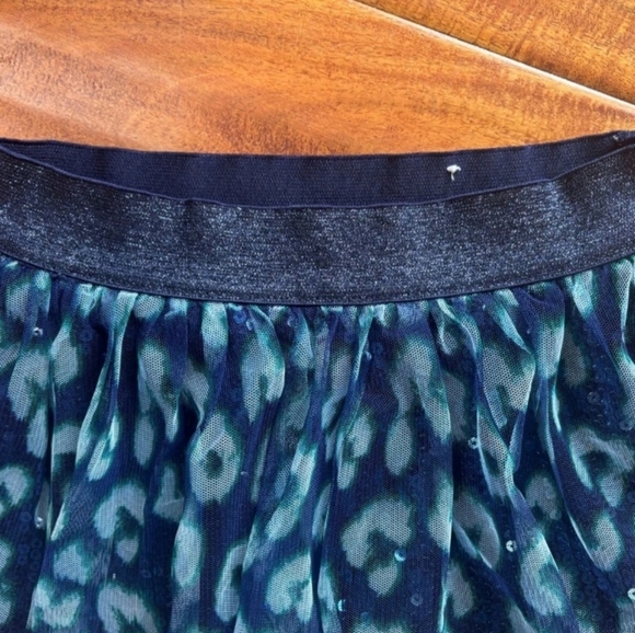 ​Justice Girls Blue Leopard Sparkle Tulle Skort - Size 7 - Picture 3 of 7